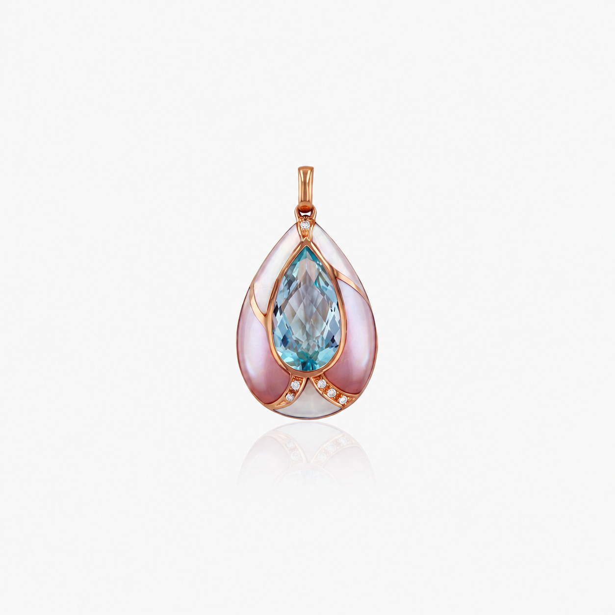 Sakura Blue Topaz Love Drop pendant-Rose Gold