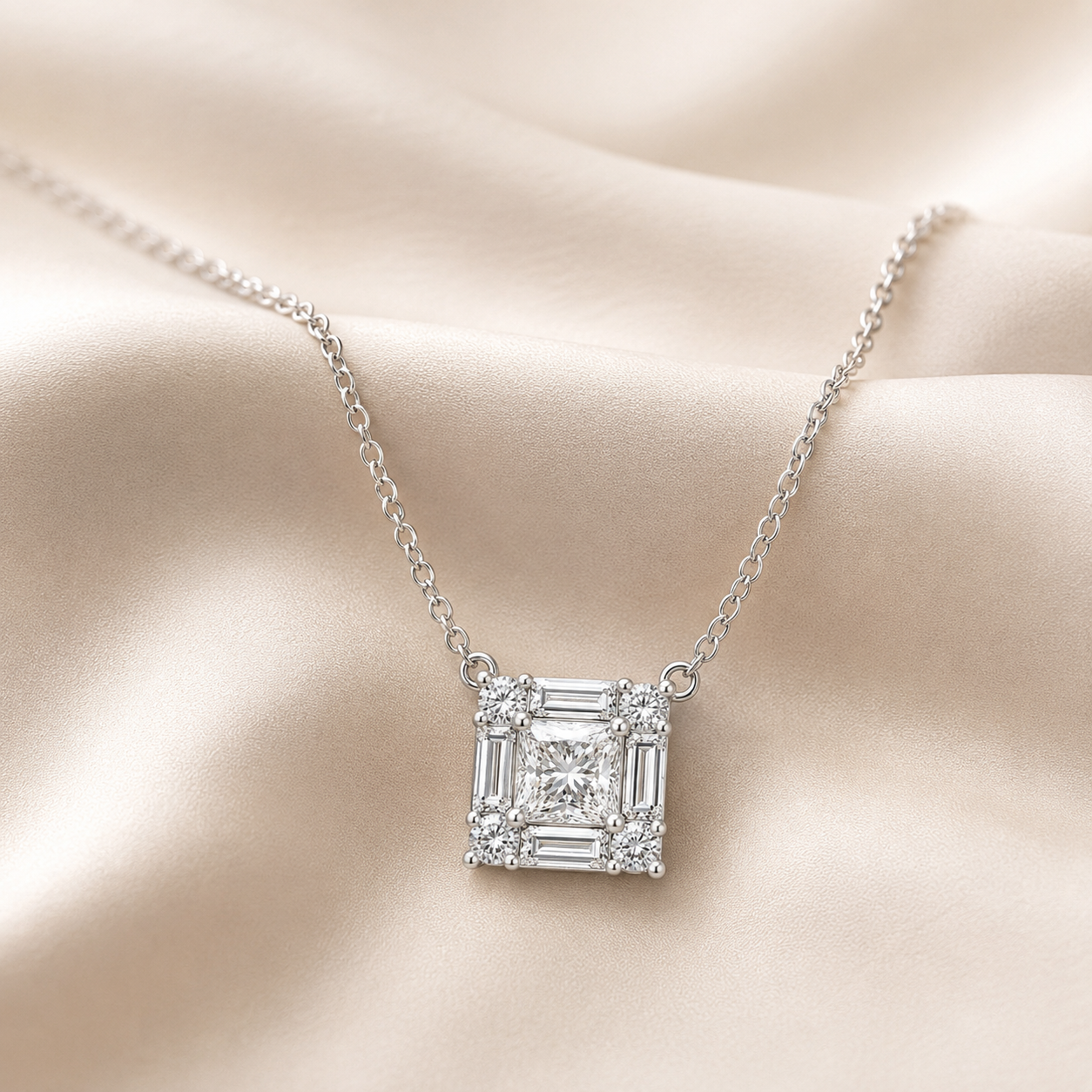 Imperia Princess Diamond Stud pendant in 18K White Gold