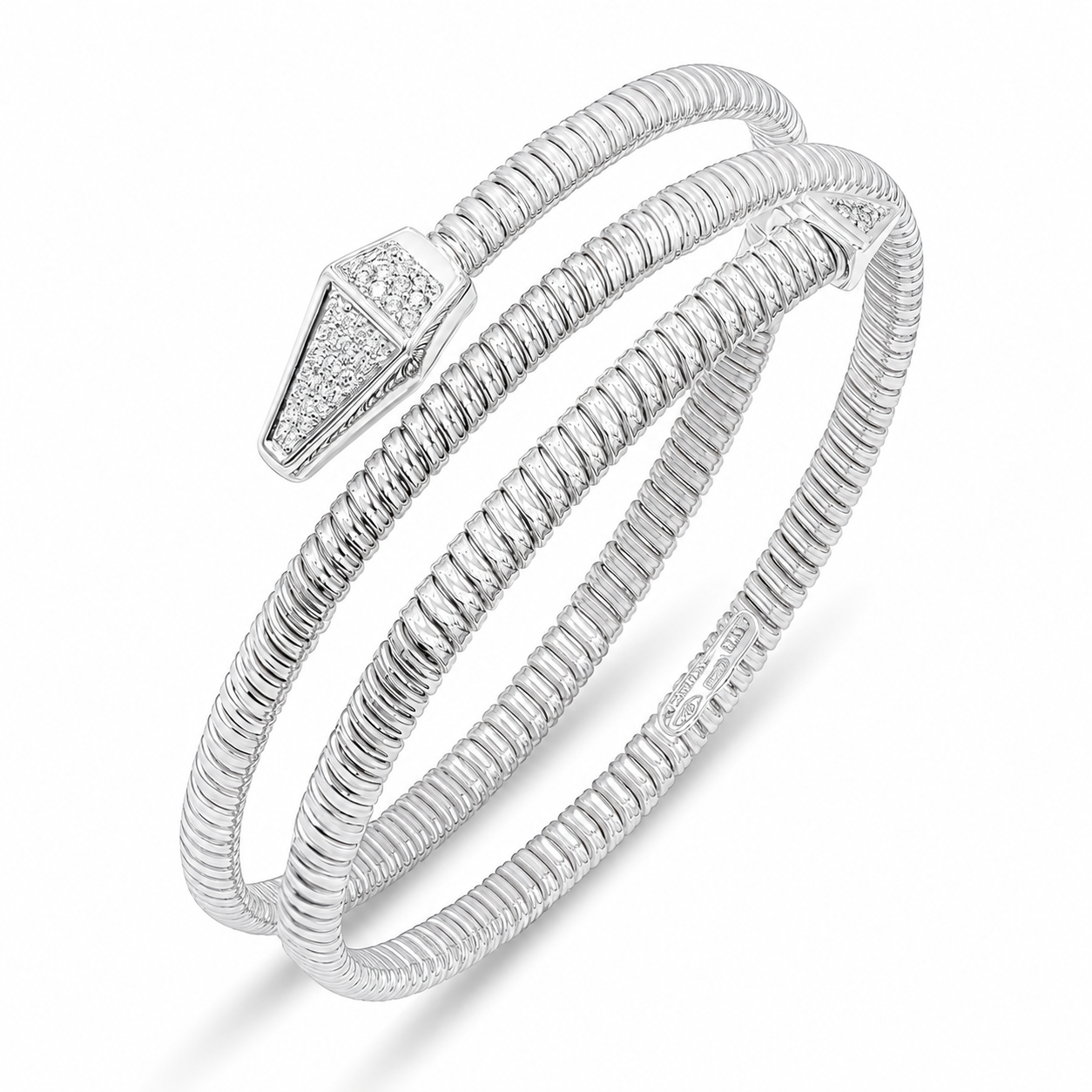 Tessitore Tubogas 2 Line Bangle with Diamond Accents