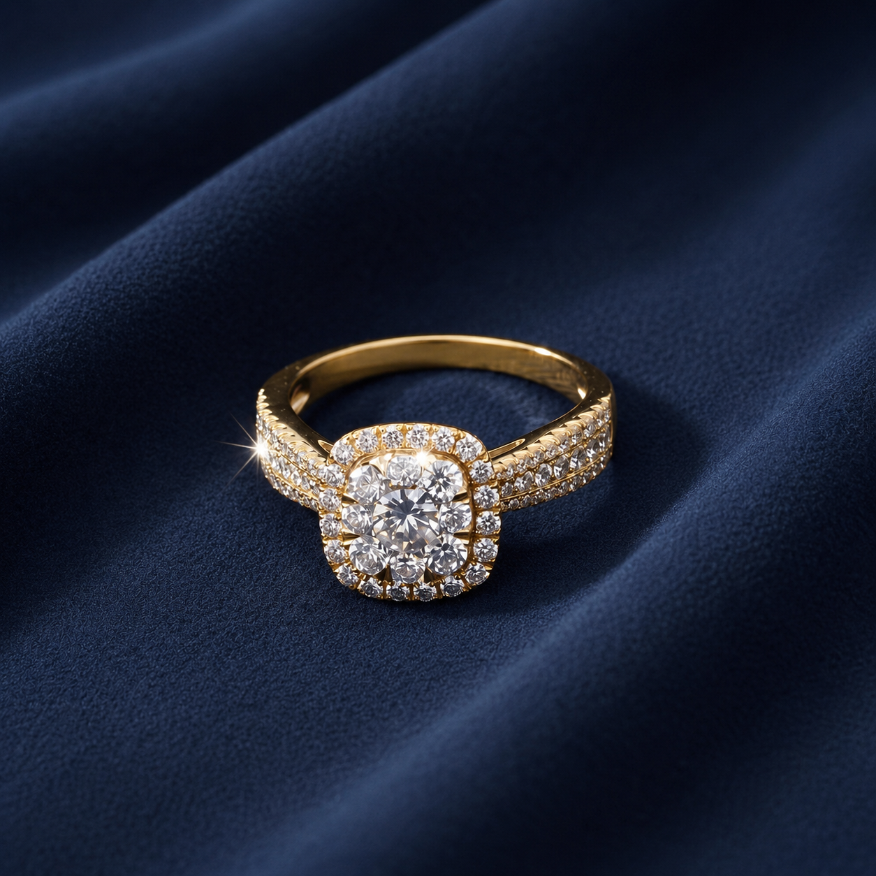Mirage Halo Diamond Ring in 18K Gold