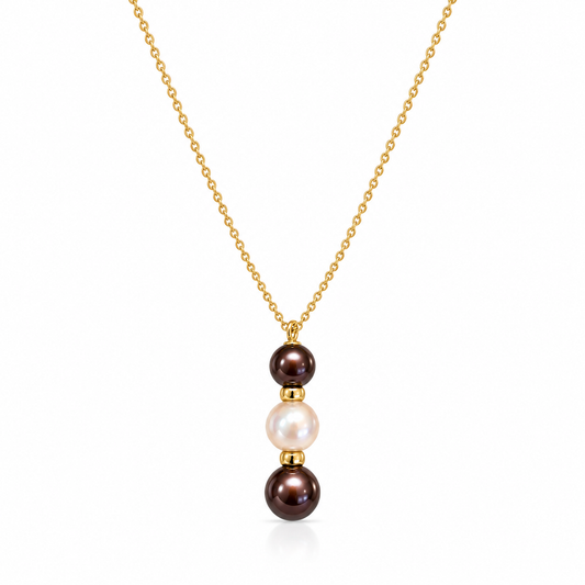 Kimono Trio Pearl Necklace in 18K Yellow Gold