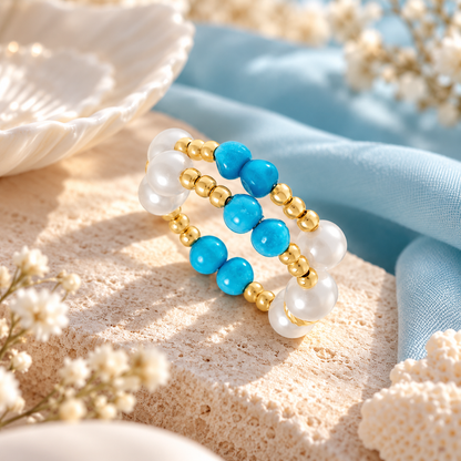 Sakura Pearl & Turquoise Harmony Ring