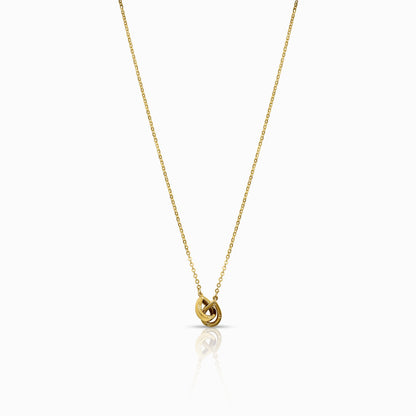 Interlocking Ring Circle 18K Yellow Gold Pendant Necklace