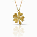 Textured Four-Leaf Clover 18K Yellow Gold Pendant Necklace