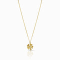 Textured Four-Leaf Clover 18K Yellow Gold Pendant Necklace