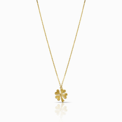 Textured Four-Leaf Clover 18K Yellow Gold Pendant Necklace