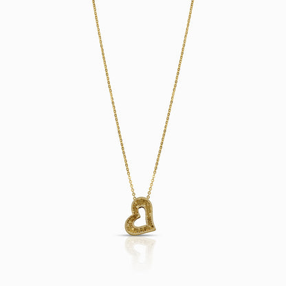Textured Heart Silhouette 18K Yellow Gold Pendant Necklace
