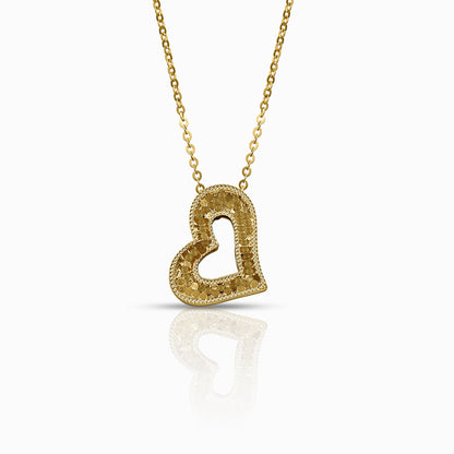 Textured Heart Silhouette 18K Yellow Gold Pendant Necklace