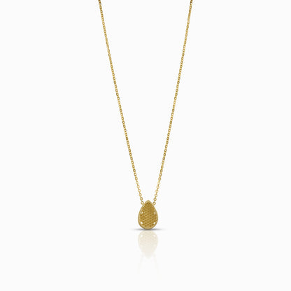 Textured Pear-Drop Silhouette 18K Yellow Gold Pendant Necklace