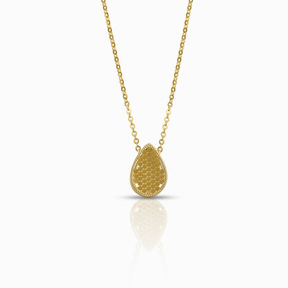 Textured Pear-Drop Silhouette 18K Yellow Gold Pendant Necklace