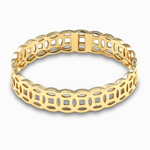 Intricate Cut-Out 18K Yellow Gold Wide Band Ring