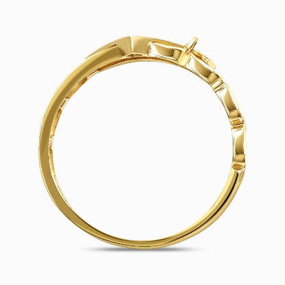 Modern LOVE 18K Yellow Gold Chain Ring with Charm