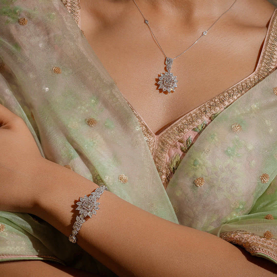 Red Carpet Diamond Flower Bangle