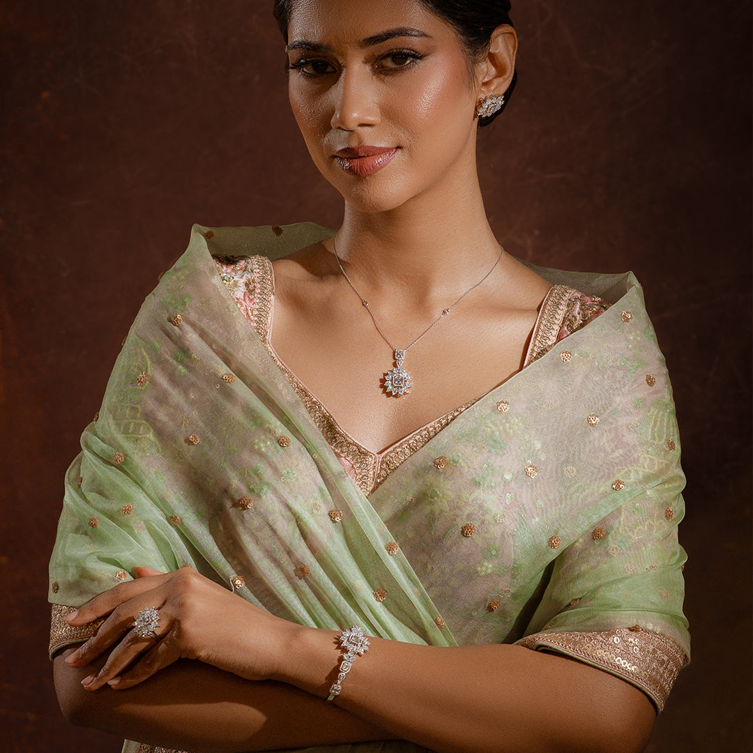 Red Carpet Diamond Flower Bangle