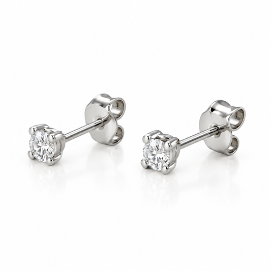 Baby Spanish Solitaire Diamond Earrings in 18K White Gold