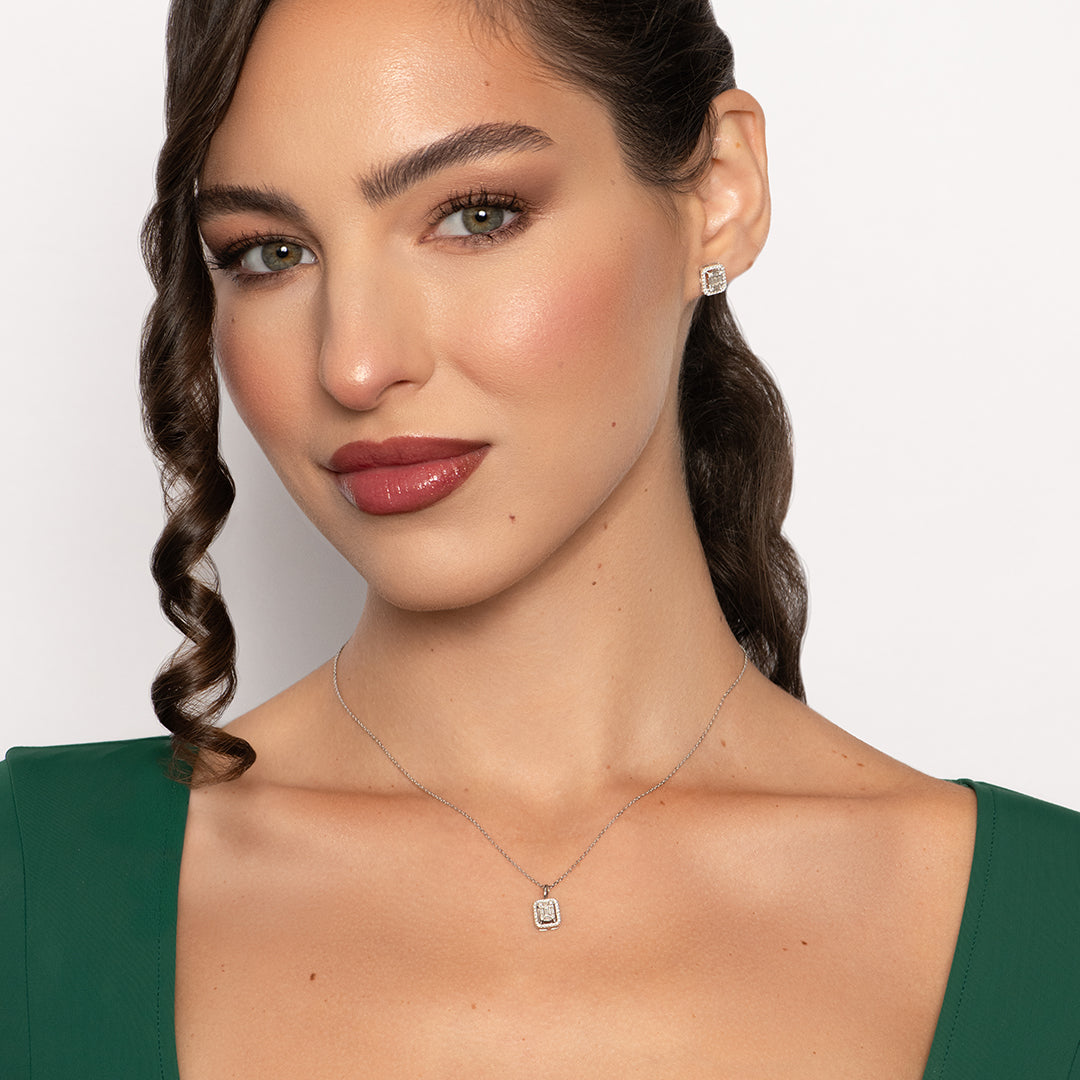 Mirage 0.5 Ct Look Emerald Cut Diamond Pendant in 18K White Gold