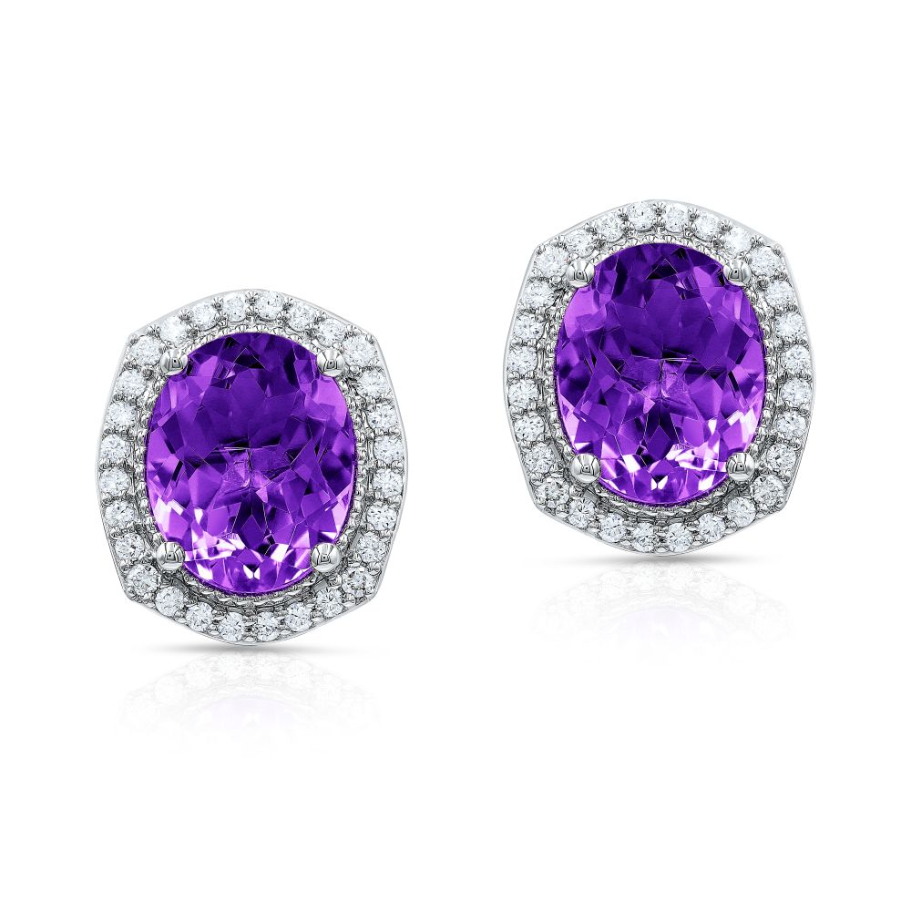 Forever Diamond Amethyst Earrings in 18K Gold