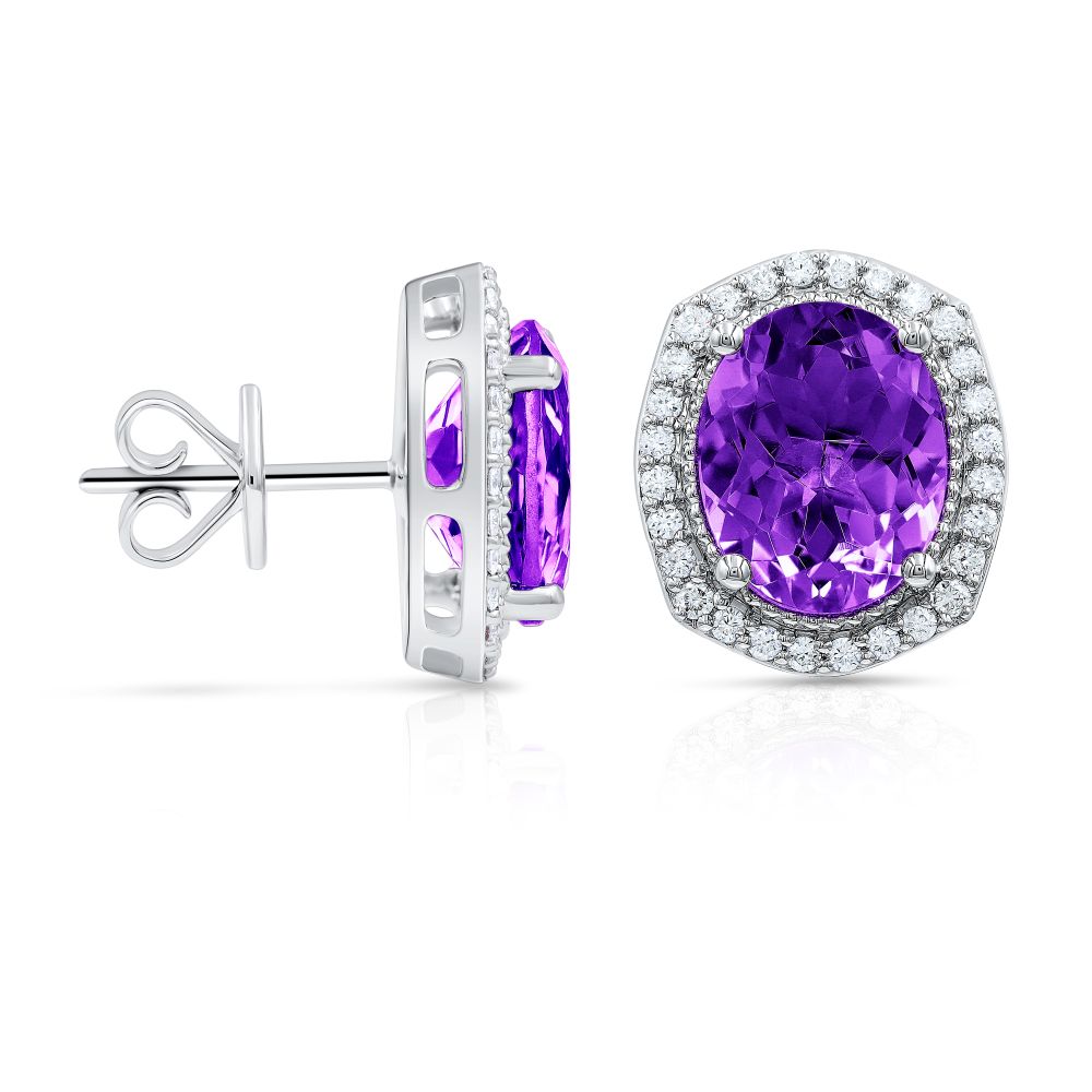 Forever Diamond Amethyst Earrings in 18K Gold