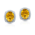 Honeylight Citrine Diamond Halo Earrings