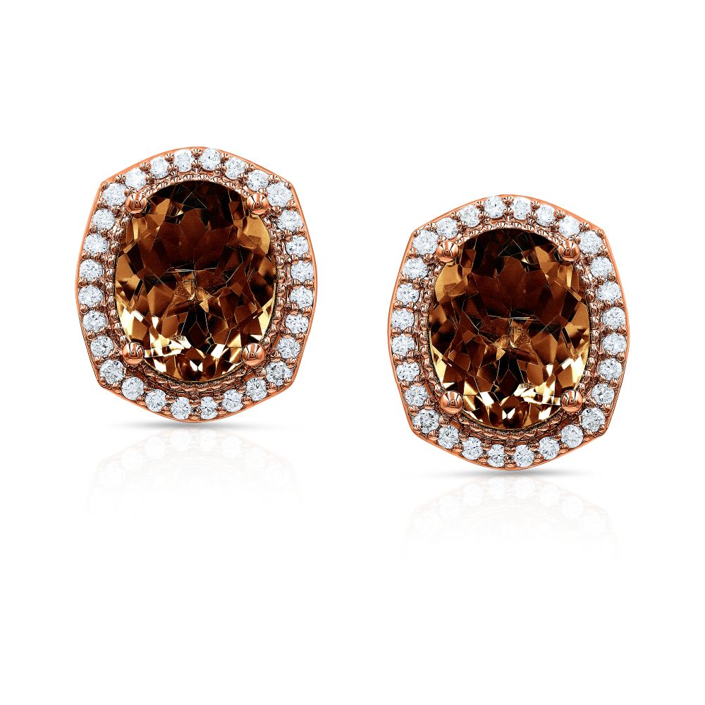 Regal Mocha Diamond Smokey Topaz Earrings