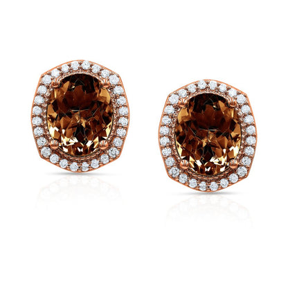 Regal Mocha Diamond Smokey Topaz Earrings