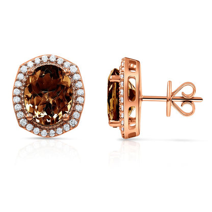 Regal Mocha Diamond Smokey Topaz Earrings