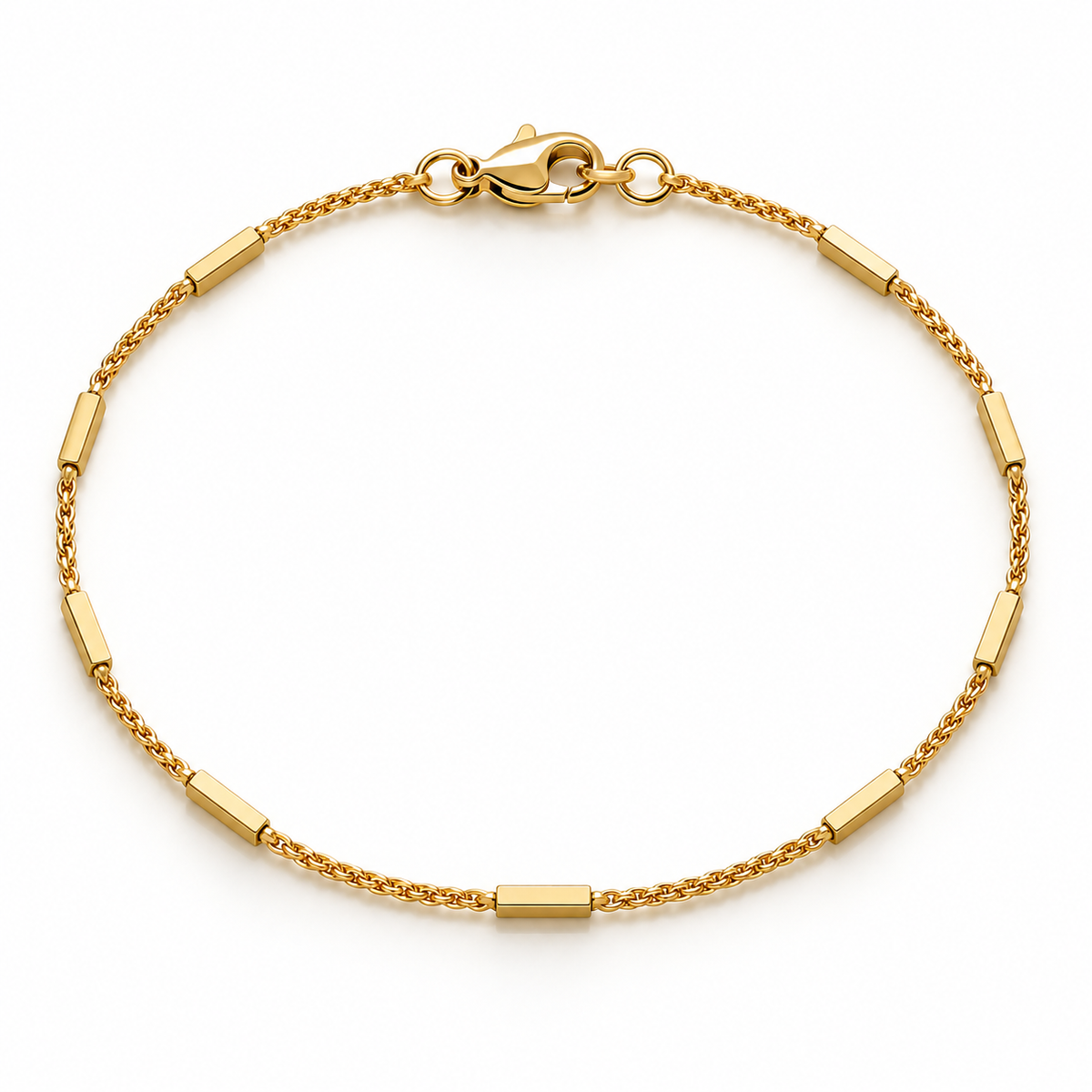 Fancy Bar and Chain 18K Gold Bracelet