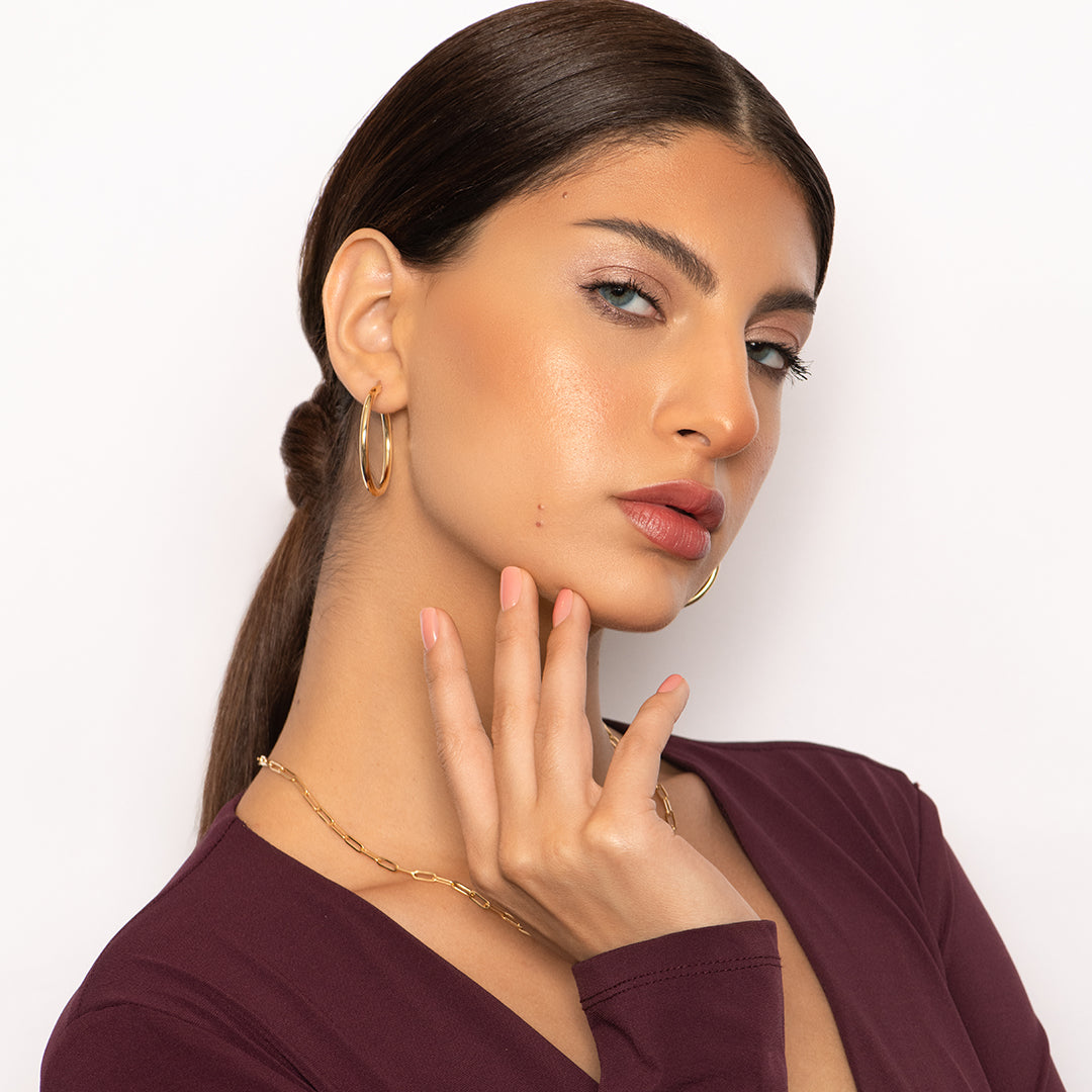 Slim Round 18K Yellow Gold Hoop Earrings