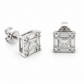Imperia Princess Diamond Stud Earrings in 18K White Gold
