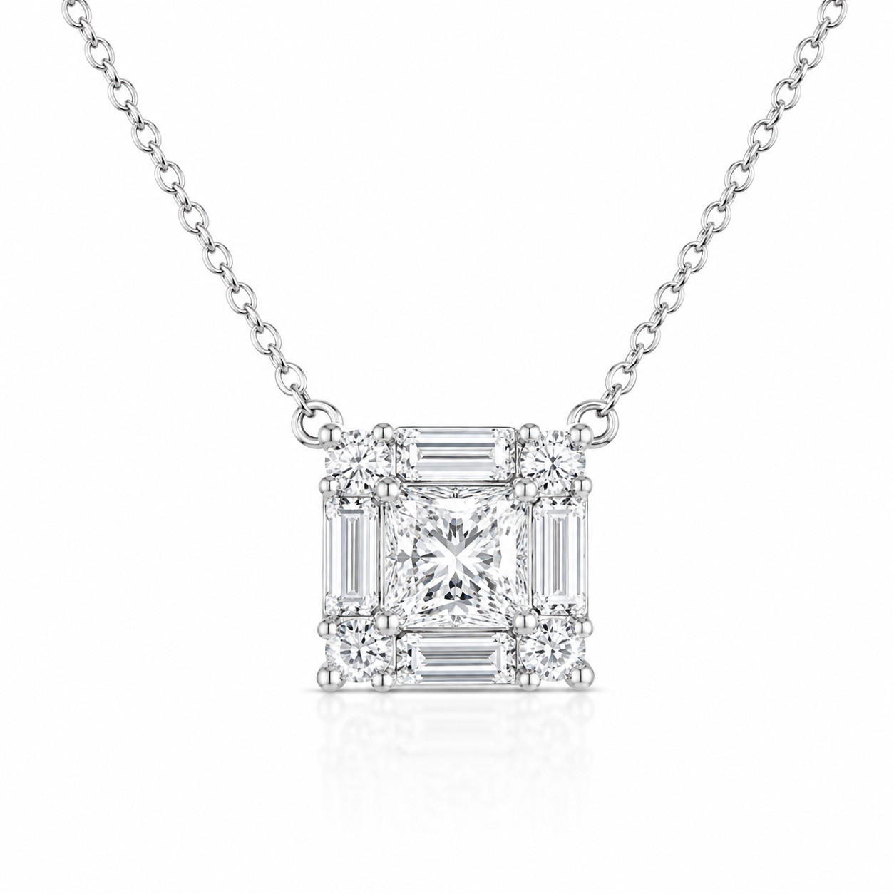Imperia Princess Diamond Stud Pendant in 18K White Gold by Liali Jewellery