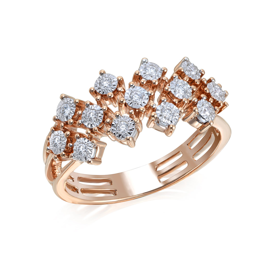 Joie de Vivre Floral Cascade Diamond Cluster Ring in 18K Gold