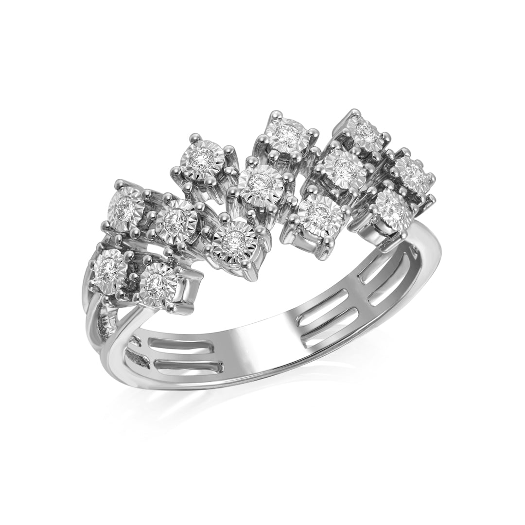 Joie de Vivre Floral Cascade Diamond Cluster Ring in 18K White Gold by Liali Jewellery  | Shope online through www.lialijewellery.com 