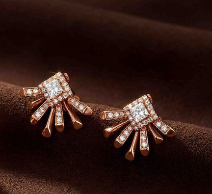 Carine Starburst Small Stud Diamond Earrings in 18K Rose Gold