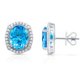Serene Sky Blue Topaz Diamond Earrings in 18K White Gold