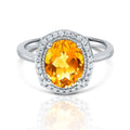Honeylight Citrine Diamond Halo Ring in 18K White Gold