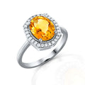 Honeylight Citrine Diamond Halo Ring in 18K White Gold
