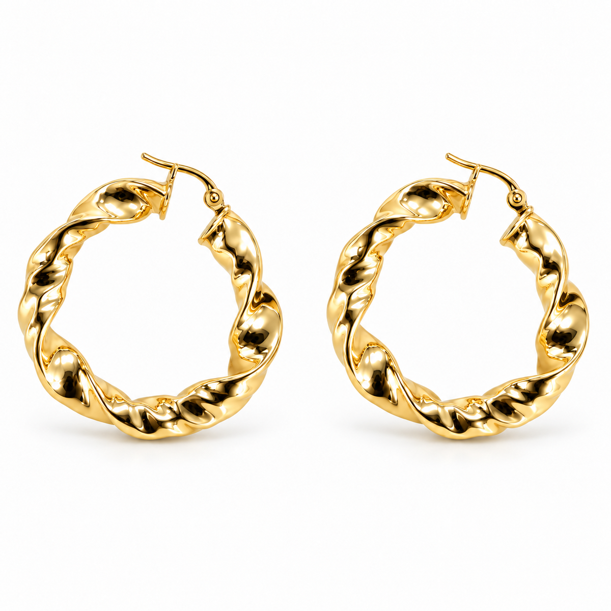 Sculpted Ripple Hoop Earrings in 18K Gold