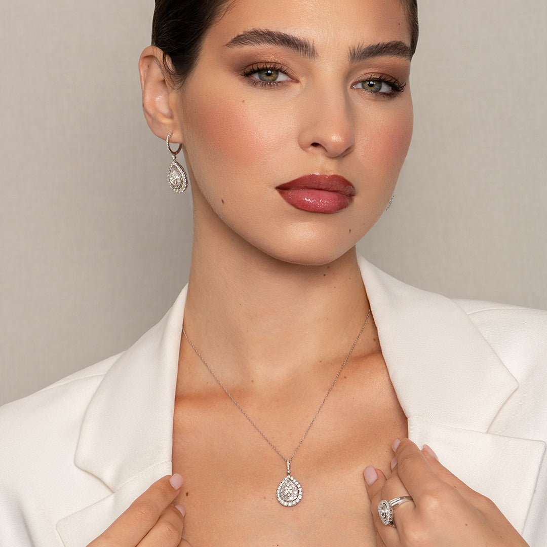 Mirage Diamond Pear Pendant in White Gold