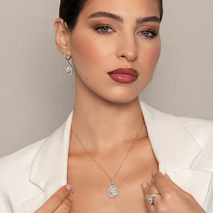 Mirage Diamond Pear Pendant in White Gold