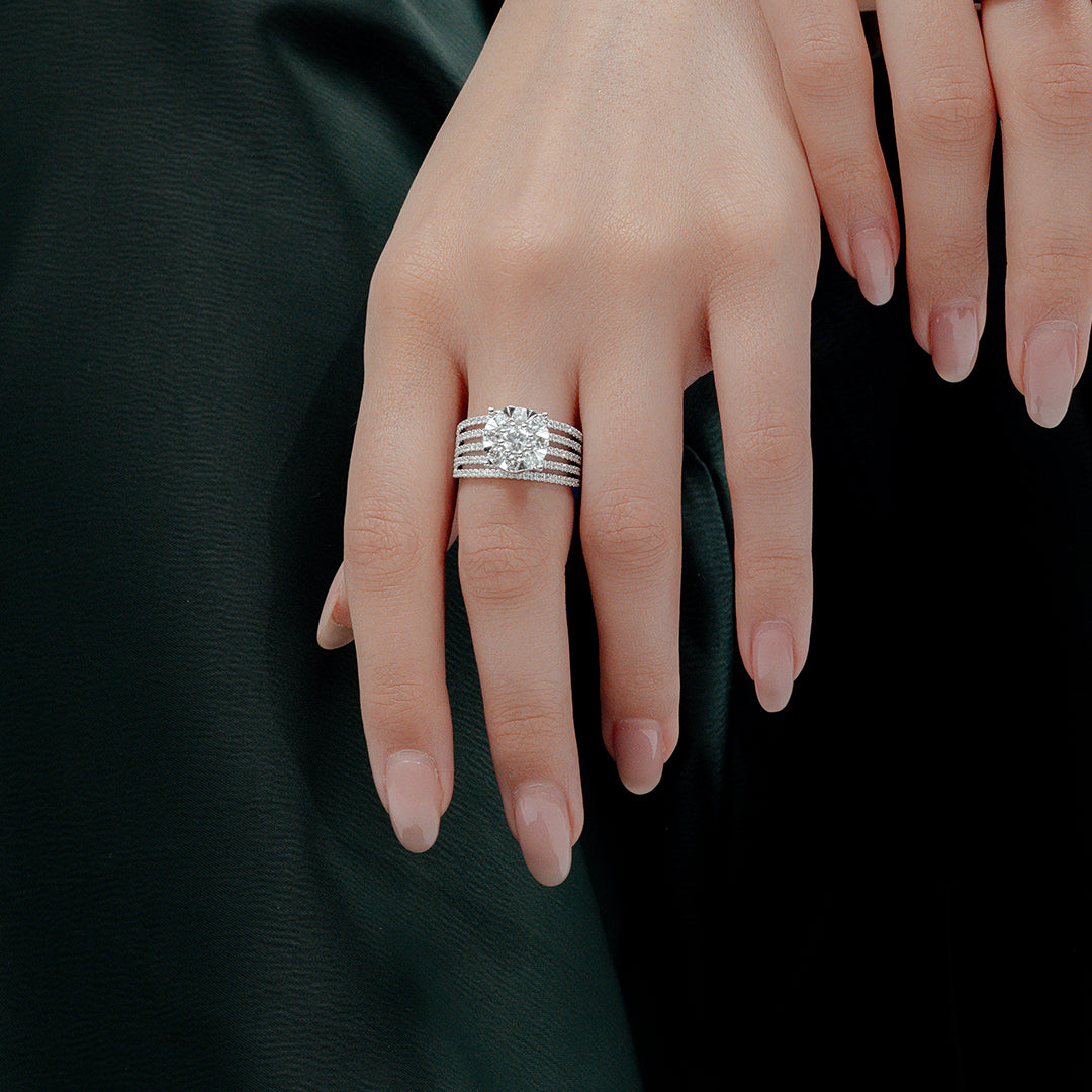 Mirage Imperial Spark Diamond Ring in 18K White Gold