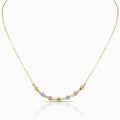 Tri-Color Faceted Bead Dainty Necklace in 18K Gold