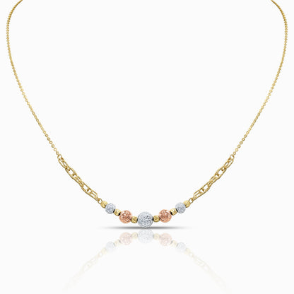 Tri-Color Diamond-Cut Sphere Necklace in 18K Gold