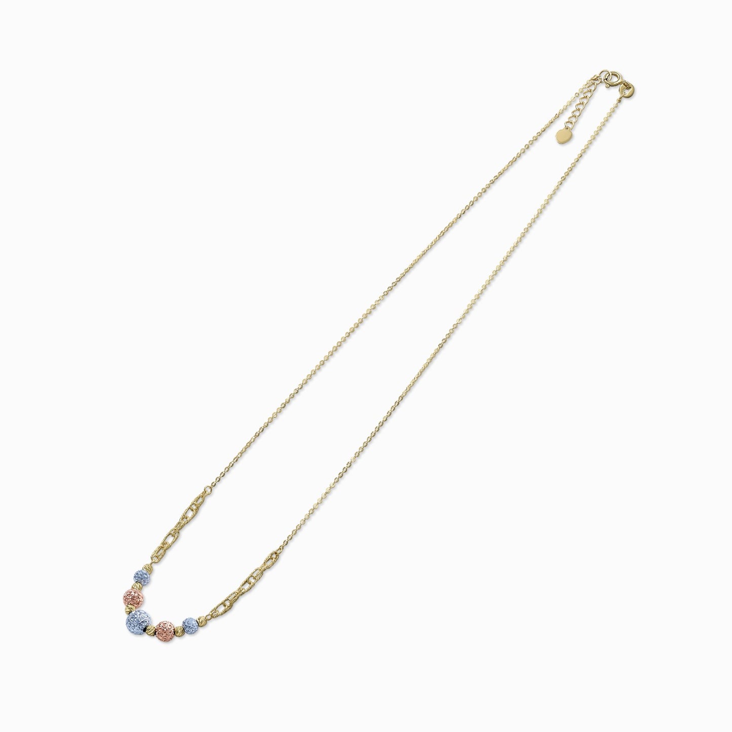 Tri-Color Diamond-Cut Sphere Necklace in 18K Gold