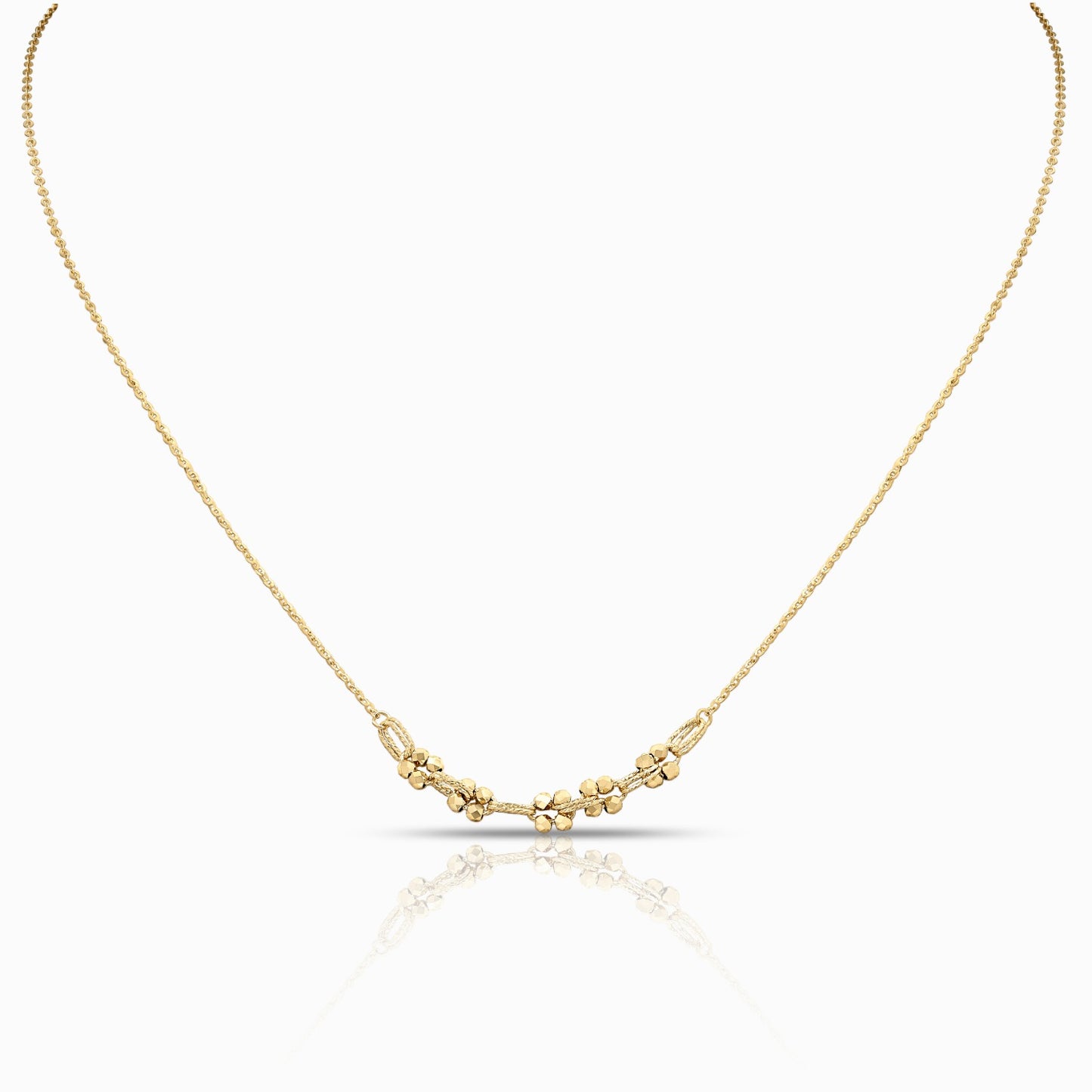 Delicate Floral Cluster 18K Yellow Gold Dainty Necklace