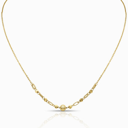 Textured Sphere & Link 18K Yellow Gold Necklace