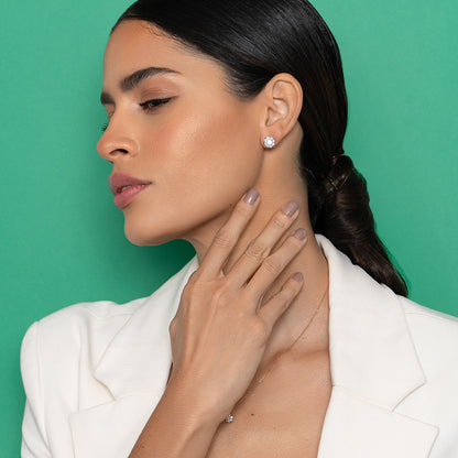 Mirage Round 1.5 Ct Look Diamond Stud Earrings in 18K Gold