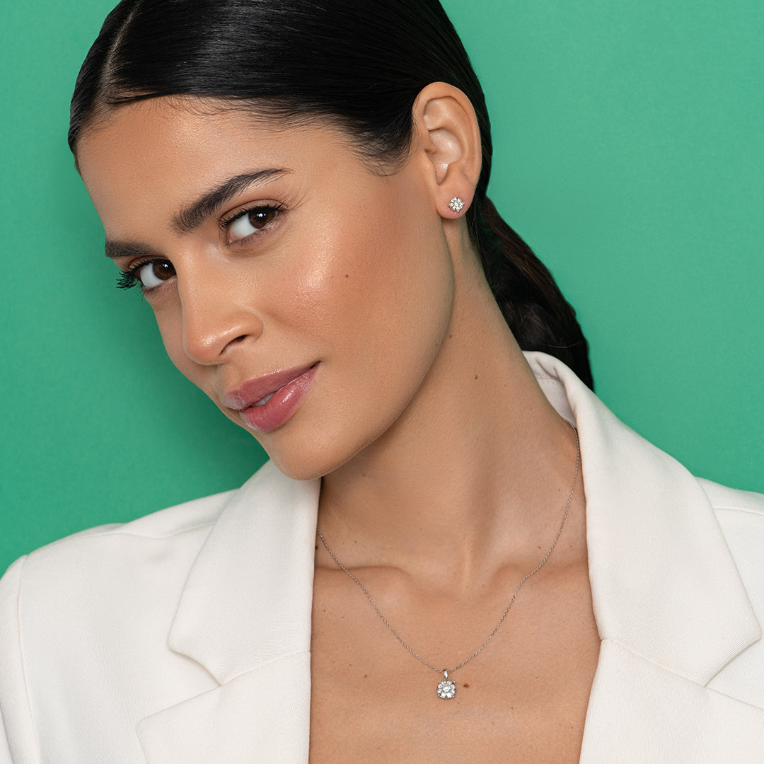 Mirage Round 1 Ct Look Diamond Stud Earrings in 18K Gold