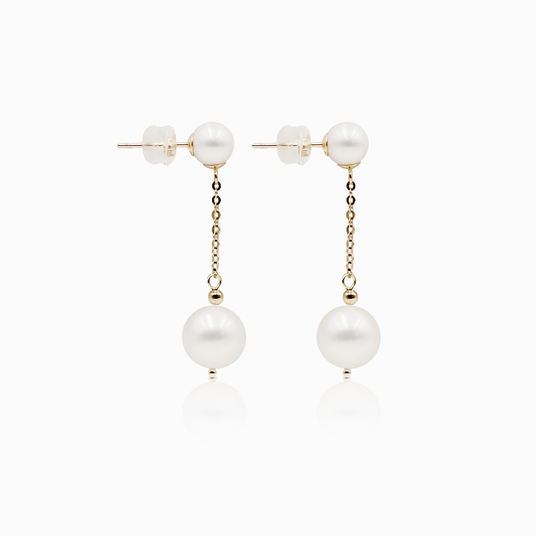 Sakura Pearl Drop Earrings in 18K Yellow Gold