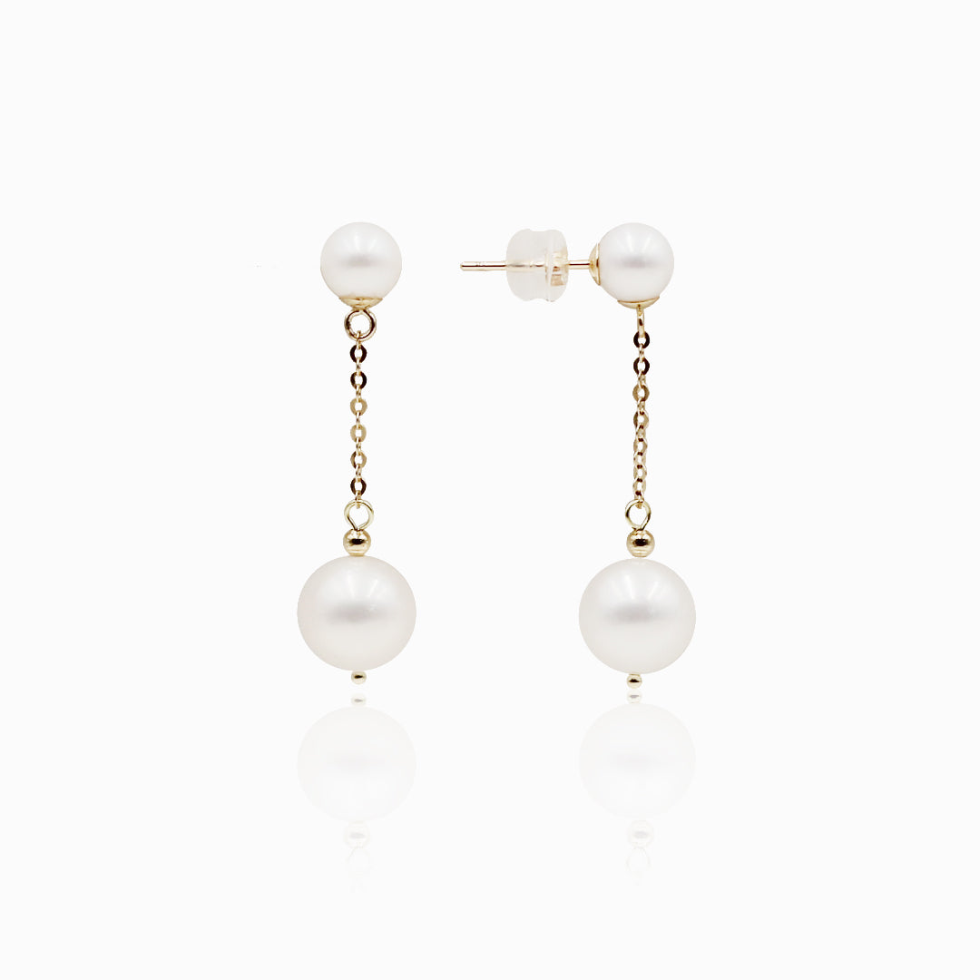Sakura Pearl Drop Earrings in 18K Yellow Gold