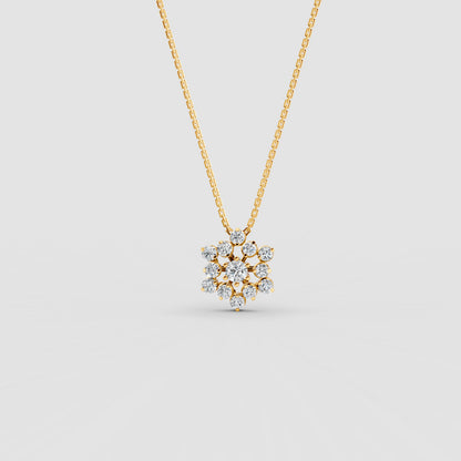 Nakshatra Stellar Brilliance Diamond Cluster Pendant 18K Yellow Gold